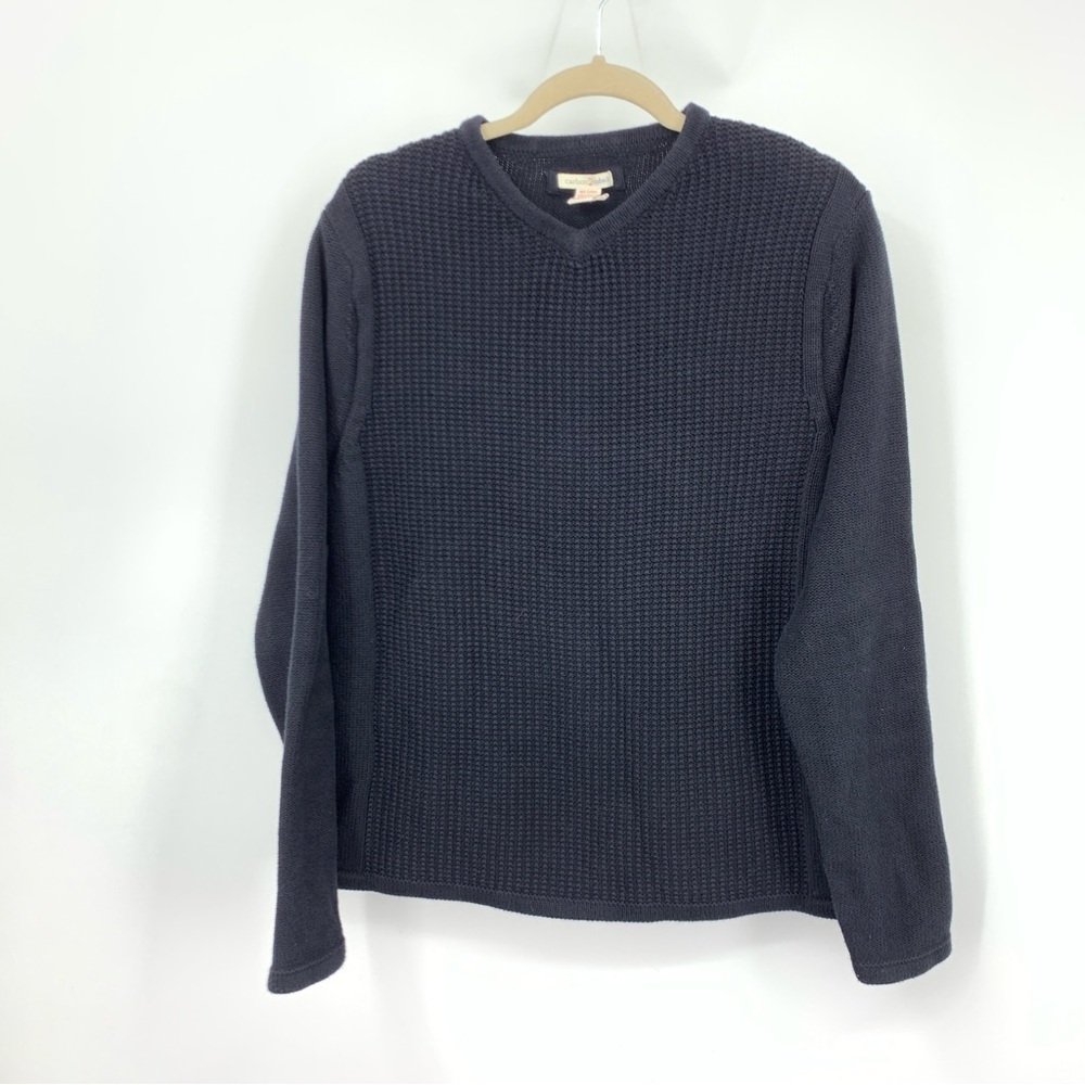 Carbon 2 Cobalt Men Size Medium Sweater‎ Black Cotton Cashmere Knit Pullover Top